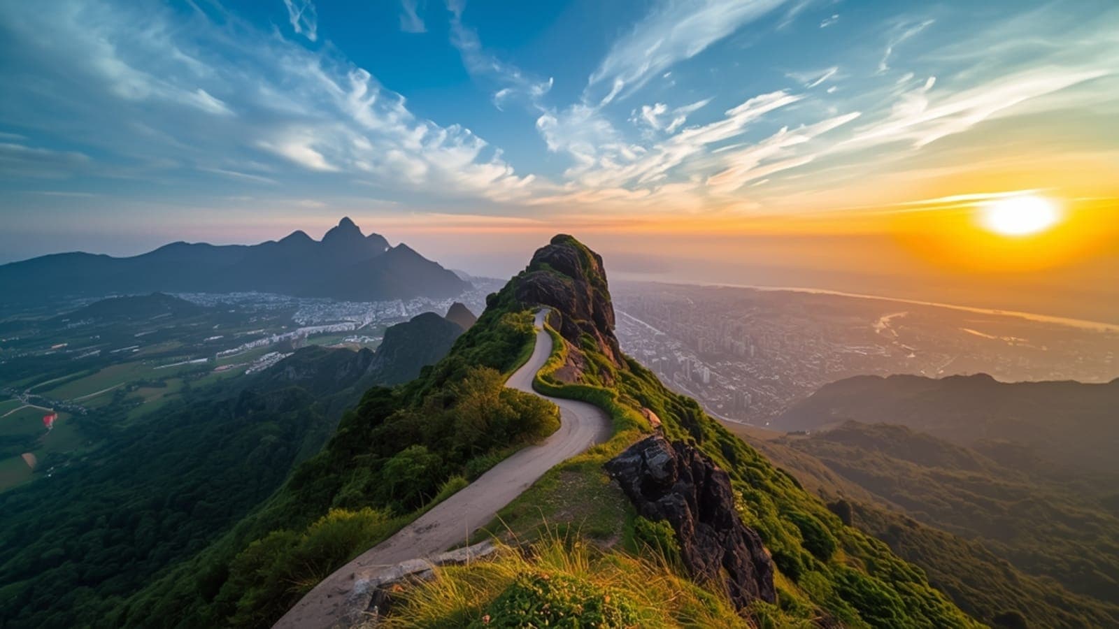 Vista panorâmica do mirante da Pedra da Macela em Cunha, SP, com céu azul e vegetação exuberante, ideal para fotografia de viagem.