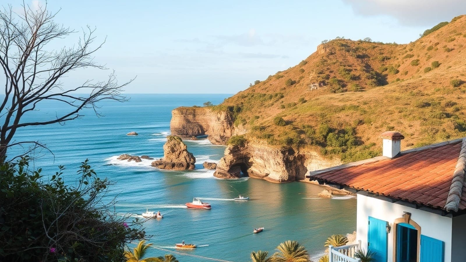 Vista panorâmica da Praia de Boiçucanga ao pôr do sol